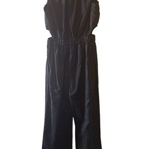 Gap Jumpsuit Girls Sz L Black Linen Blend One Piece Open Sides Sleeveless
